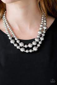 I Double Dare You Silver Paparazzi Layered Necklace Marci Yoseph Necklace Short Necklace Matching Earrings