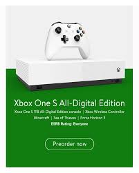 Microsoft Xbox One S 1tb All Digital Edition Console Disc Free Gaming White Njp 00024 Walmart Com Xbox One S Xbox One Xbox One S 1tb