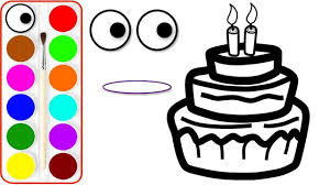 Cute Birthday Cake Drawing Coloring For Kids Learn Colors With Cake Heart Cute Birthday Cakes Learning Colors Kids Learning