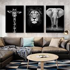 Elephant Art Canvas Lion Art Canvas Giraffe Art Canvas Wildlife Animal Art Safari An Safari Decor Living Room Living Room Themes Elephant Decor Living Room