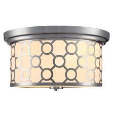 High quality at low prices. Home Decorator S Collection 2 Light Flush Mount Ceiling Light 15 Inch Chrome With White Fabri Flush Mount Ceiling Lights Fabric Shades Cheap Ceiling Lights