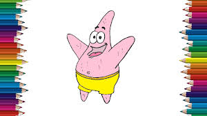To the right of the square, draw a curved rectangle to create a three dimensional effect. How To Draw Patrick Star Step By Step Patrick Star Drawing Easy For Beginners