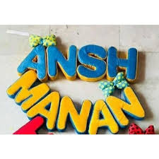 A, b, c, d, e, f, gaston. Blue And Yellow Foam Personalised Alphabet Name Pillow Id 19213690012