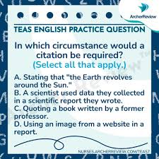 Test Your TEAS 7 English Skills! 📝 Knowing when to cite a source is key  for success on the TEAS 7! Do you know the rules for citations? 🤔 Put your  knowledge