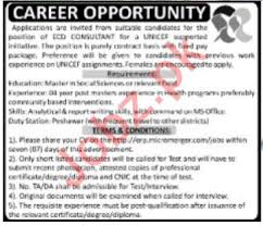 Most recent job vacancies at unicef will be updated in this section. Unicef Ngo Job For Ecd Consultant In Peshawar Kpk 2021 Job Advertisement Pakistan