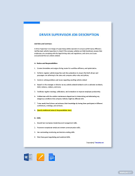 Driver Supervisor Job Ad Description Template Free Pdf Word Doc Google Docs Job Description Template Job Ads Job Description