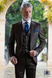 Nadelstreifen Broun Zweireihige Anzug Ottavio Nuccio Gala Brautigam Anzug Anzug Vintage Mode Herren