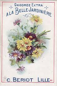 Chromo Chicoree A La Belle Jardiniere C Beriot Lille Yellow And Dark Red Daisy Like Flowers Go4 2 5a Gombert Red Daisy Vintage Gardening Flowers