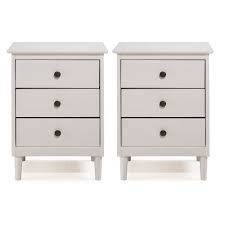 Modern 3 Drawer White Nightstands By Manor Park Set Of 2 Walmart Com White Nightstand Bedroom Night Stands Modern Farmhouse Bedroom