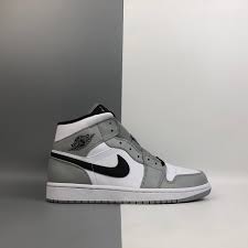 The original jordan 1 black and red colourway, a as some of the most popular products show, jordan 1's can venture into designs with a multitude of colours and patterns, be it white, grey or green. Air Jordan 1 Mid Light Smoke Grey Black White For Sale Slam Jam Nike Blazer