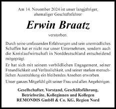 Traueranzeigen von Erwin Braatz