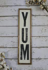 Vertical Wood Yum Sign Farmhouse Style Gift For Cooks And Foodies In 2021 Kitchen Wall Art Diy Kitchen Decor Signs Breakfast Nook