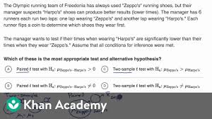 Example Of Hypotheses For Paired And Two Sample T Tests Video Khan Academy