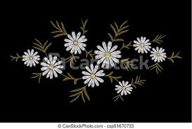 Textile patterns textile design textiles pattern designs repeating patterns floral watercolor spoonflower magnolia stationery. Daisy Embroidery Print Texture Flower Arrangement Leaves Fashion Ornament Decoration Vintage Floral Black Background Vector Canstock