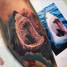 Great white shark in black and gray.by: Jaws Tattoo Done By Benjamin Laukis Shark Tattoos Small Shark Tattoo Mouth Tattoo