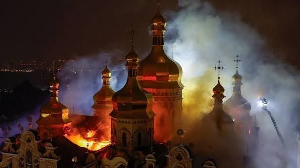 Ukraine war: Russian strikes kill nine and historic Kyiv cathedral damaged