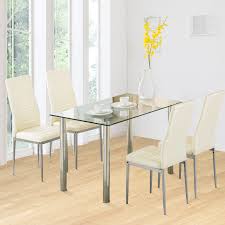 Free delivery & warranty available. Mecor 5 Piece Dining Table Set Tempered Glass Top Dinette Sets With 4 Pu Leather Chairs For Dining Room Kitchen Furniture Breakfast Light Yellow Walmart Com Walmart Com