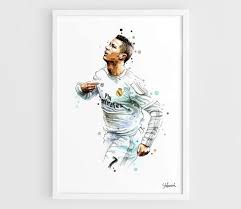 Cristiano Ronaldo Real Madrid Cr7 A3 Wall Art Print Poster Of The Original Watercolor Painting Foot Ronaldo Real Madrid Cristiano Ronaldo Posters Art Prints