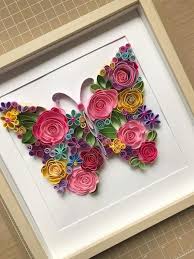 Quilling Art Quilling Flowers Butterfly Quilling Paper Art Framed Floral Butterfly Handcrafted Original Design Wall Art Paper Quilling Designs Paper Quilling Flowers Quilling Designs