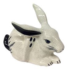 Joyful rabbits, handcrafted ceramic rabbit figurines in turquoise (pair). Vintage Ceramic Bunny Rabbit Figurine Chairish