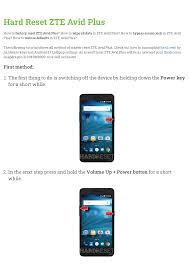 Hard Reset ZTE Avid Plus ...