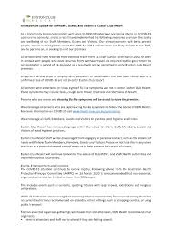 This includes following appropriate public health precautions against infections such as physical distancing, observing regular hand hygiene, respiratory etiquette, mask wearing, environmental cleaning and disinfection and. 1 Covid 19 Members Notice 1 160320200rj Page 1 Euston Club