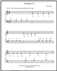 Teachers, supplement your piano method: Piano Music For Beginners Free Dueling C S Has Thumbs Competing For Middle C