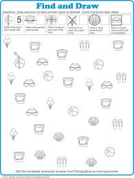 Find And Draw Summer Puzzle Your Therapy Source Visual Perceptual Activities Visual Perception Activities Occupational Therapy Kids