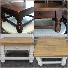 donker eiken tafel geschuurd behandeld met wax gouden den onderkant geverfd met old white eiken meubelen verven meubels opknappen tafel opknappen