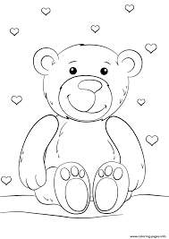 Happy valentine's day coloring book. Teddy Bear Valentines Love Heart Coloring Pages Printable