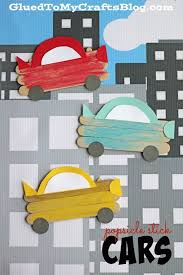 Popsicle Stick Cars Kid Craft Idea For Those Who Love Automobiles Craft Stick Crafts Transportation Crafts Craft Activities For Kids