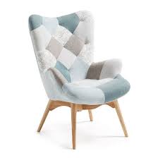 Bleu, rouge, marron, gris, noir. Fauteuil Kody Patchwork Tissu Fauteuil Fauteuil Patchwork Fauteuil Salon