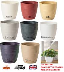 Ceramic planter pot with drainage hole and saucer, indoor cylinder round planter pot, 8 inch, black/speckled tan. Plastic Plant Pot With Saucer Planter With Drainage Holes Round 3d Sahara Ebay