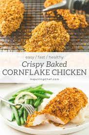 Crispy Baked Cornflake Chicken Recipe Easy Chicken Recipes Healthy Chicken Recipes Good Fried Chicken
