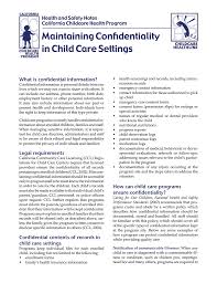 Orientation training for child care providers. Maintaining Confidentiality In Child Care Settings