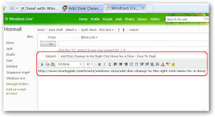 Send Text And Links Via Windows Live Hotmail In Ie 8