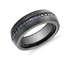 Deep Blue Sapphire Eternity Wedding Band In Tungsten 8mm Blue Nile Mens Wedding Rings Sapphire Wedding Band Wedding Rings
