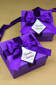 Chic Purple Wedding Favor Boxes With Satin Ribbon Big Bow And Etsy Wedding Favor Gift Boxes Wedding Gift Favors Personalized Wedding Favor Box
