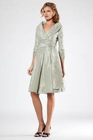 Mother Of The Bride 3 4 Sleeve Taffeta Shirt Dress Teri Jon Tea Length Dresses Mother Of The Bride Dresses Cocktail Dress Style