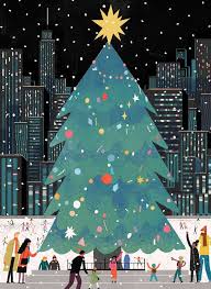 Christmas Tree In The City Illustration Christmas Tree Drawing Cute Christmas Wallpaper Christmas Poster
