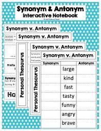 These Pages Fit In All Three Types Of Interactive Notebooks Spiral Notebook Composition Notebook And Thr Synonyms And Antonyms Interactive Notebooks Antonym