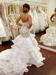 Asymmetrical mermaid sweetheart satin organza ruffle wedding dress with buttons. Chapel Train Organza Lace Sexy Mermaid Wedding Dresses Ruffles Sweetheart Applique Bridal Gowns Yesbabyonline Com