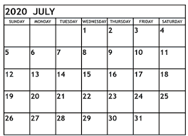 Free Calendar Of July 2020 Printable Free Printable Calendar Templates Calendar Template Daily Calendar Template