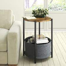 The first benefit is that an ottoman provides a footrest. Buy Allewie Round Side Table With Fabric Storage Basket Industrial End Table Bedside Table Coffee Table With Metal Frame Accent Table 24 Height Wooden Brown Online In Indonesia B092j2rgz4