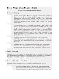 (iv) dasar sosial negara, 2003; Dasar Warga Emas Negara