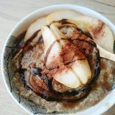 Teff Bowl Porridge Sans Gluten De Teff Porridge Lab Recette Recette De Petit Dejeuner Poires Pochees Lait D Amande