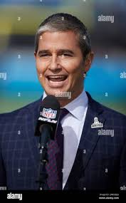 NFL Network sideline reporter Mike Giardi reports live from the sideline  prior to an NFL football game between the New England Patriots and the  Carolina Panthers, Sunday, Nov. 7, 2021, in Charlotte,