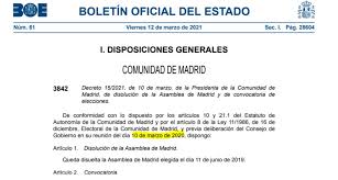 Última hora sobre las elecciones en la comunidad de madrid: El Boe Publica El Decreto Electoral De Ayuso Con Erratas Sobre La Fecha Radio Madrid Cadena Ser