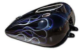 Custom Black And Blue Motorcycle Double Ghost Flames Blue Silver On Black Vivid Dragon Custom Paint Sets Motorcycle Paint Jobs Custom Paint Motorcycle Motorcycle Painting
