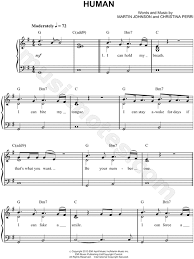 Print And Download Sheet Music For Human By Christina Perri Sheet Music Arranged For Easy Piano In G Major Sheet Music Music Chords Christina Perri Lyrics